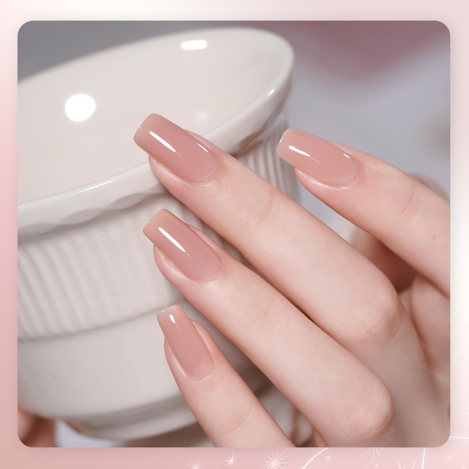 GAOY Jelly UV Gel Rose Quartz palette displays buildable shades for versatile nail art.