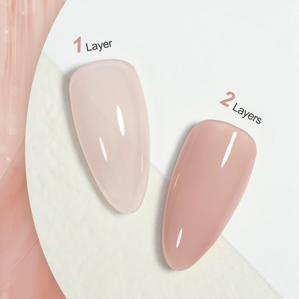 GAOY laca gel nude Cappuccino en aplicación de capas para color translúcido