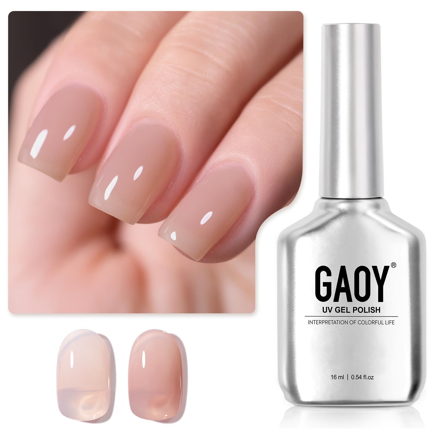 GAOY laca gel nude Cappuccino en botella de 16 ml lista para uñas en casa