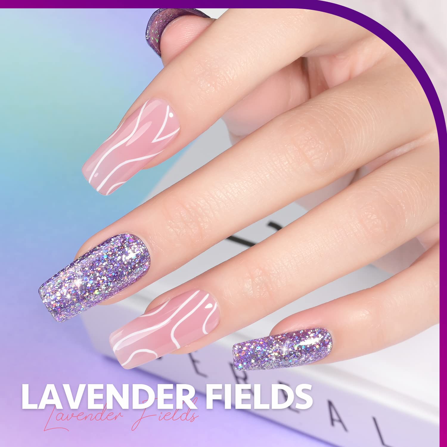 GAOY Lavender Fields glitter swatch demonstrates long-lasting wear potential with proper prep.