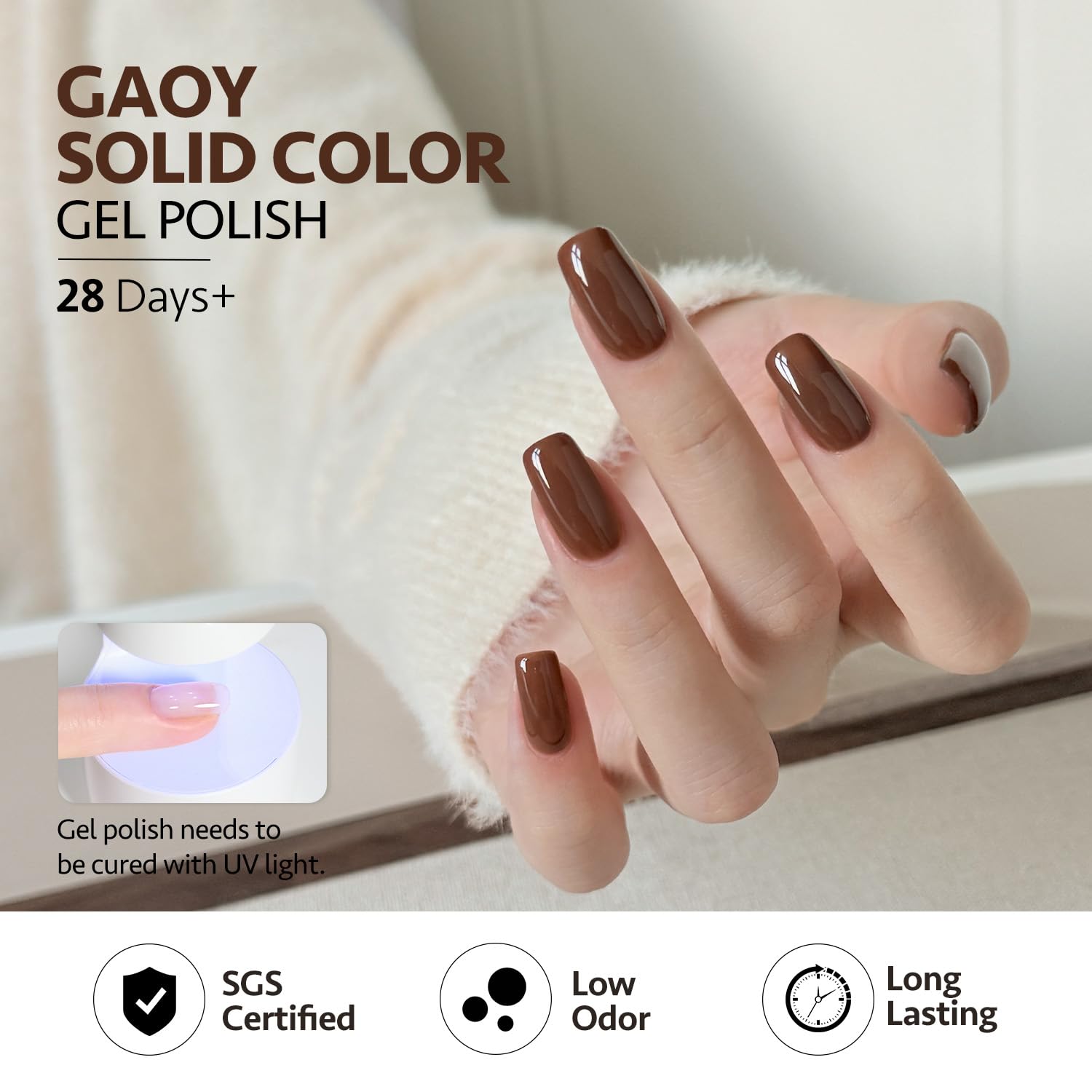 GAOY long-lasting gel polish image highlights up to four weeks wear