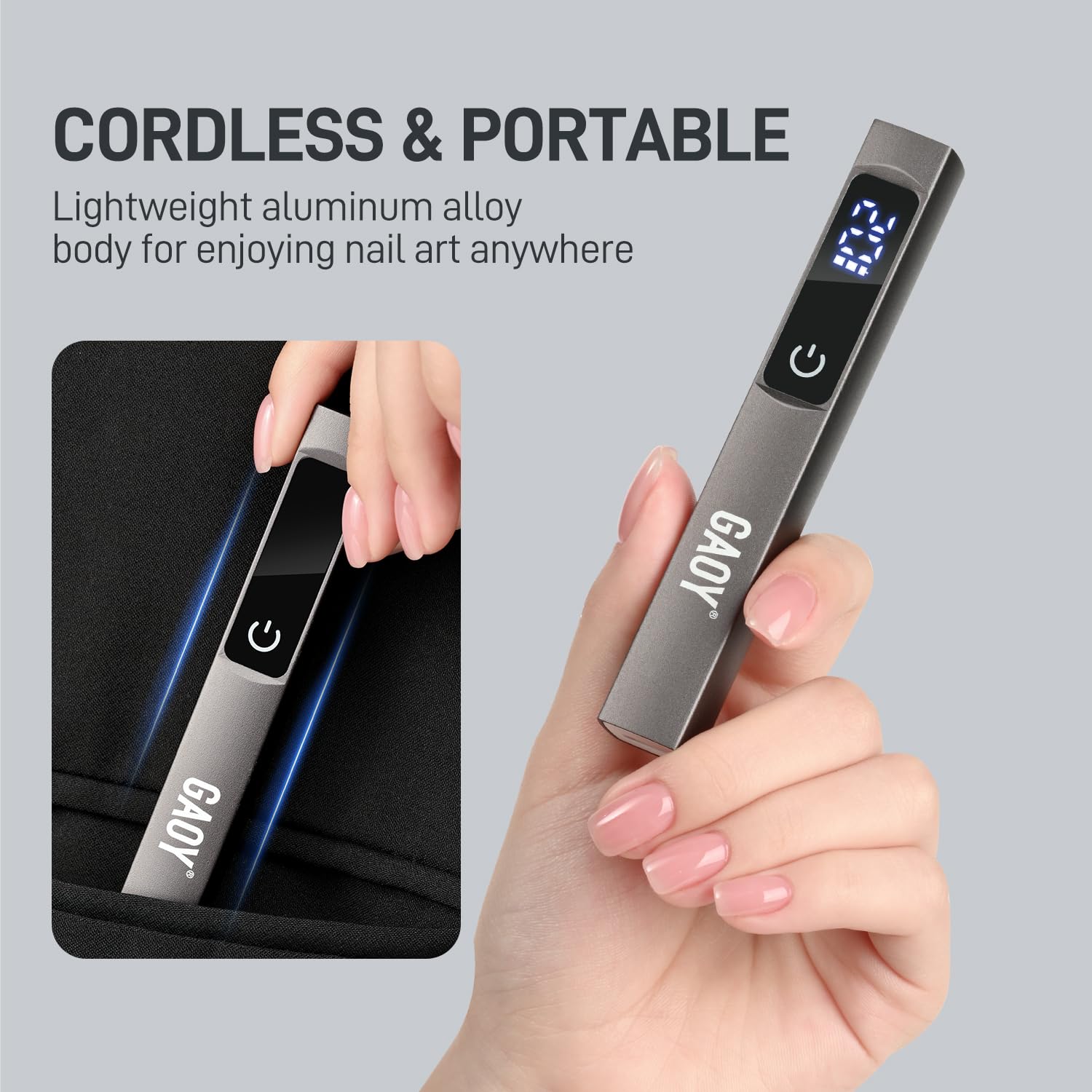 GAOY matte-black nail lamp blends understated style with rapid gel curing.