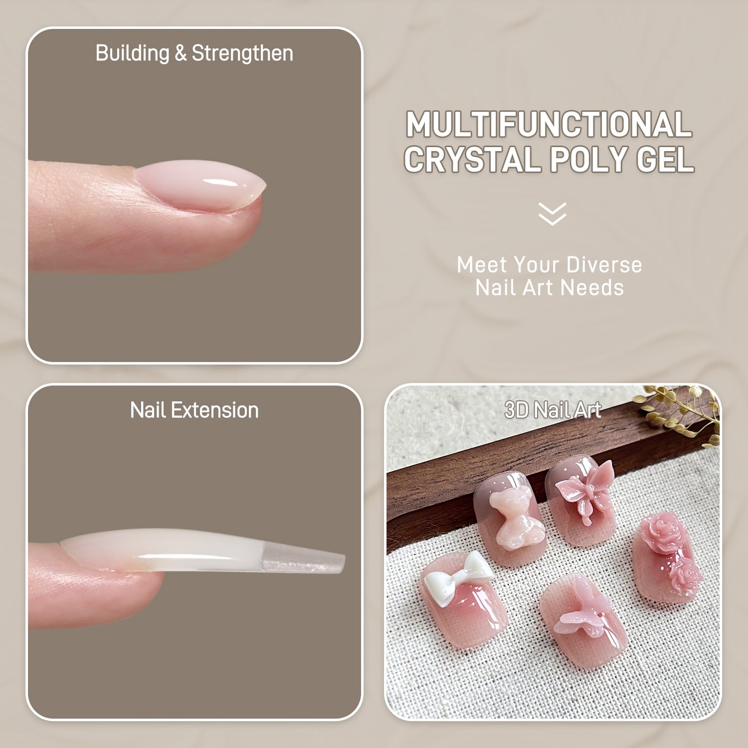 GAOY Milky White 01 poly gel close-up highlighting natural-looking results