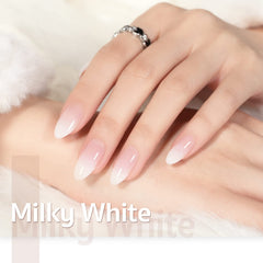 GAOY Milky White Jelly Nude sheer coverage close-up shows translucent pink-orange finish