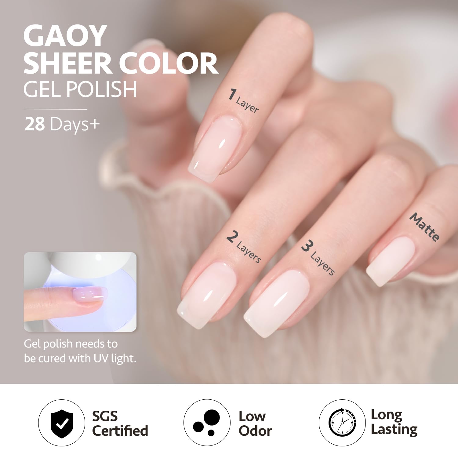 GAOY Mizzle: esmalte gel que se cura en 60 segundos con lámpara UV/LED.