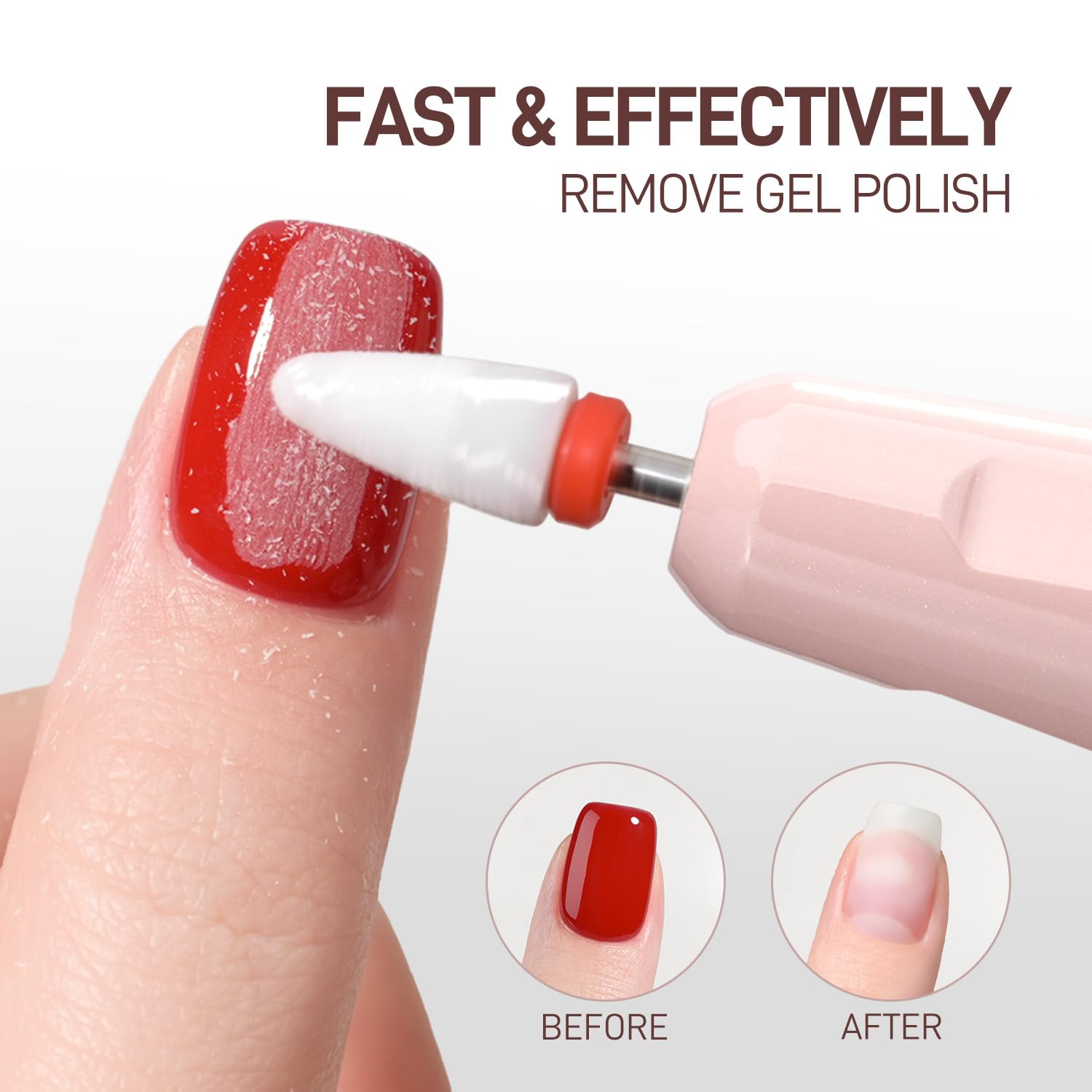 GAOY nail drill LED display close-up shows RPM and battery status for easy control.