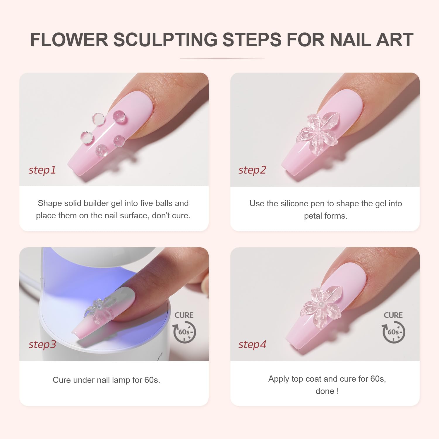 GAOY nail extension step visual showing clean extension process