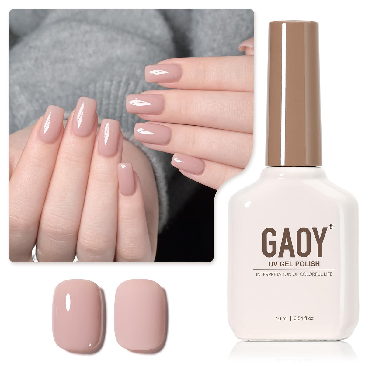 GAOY Nude Jelly Gel Nail Polish bottle close-up showing nude shade for at-home manicures