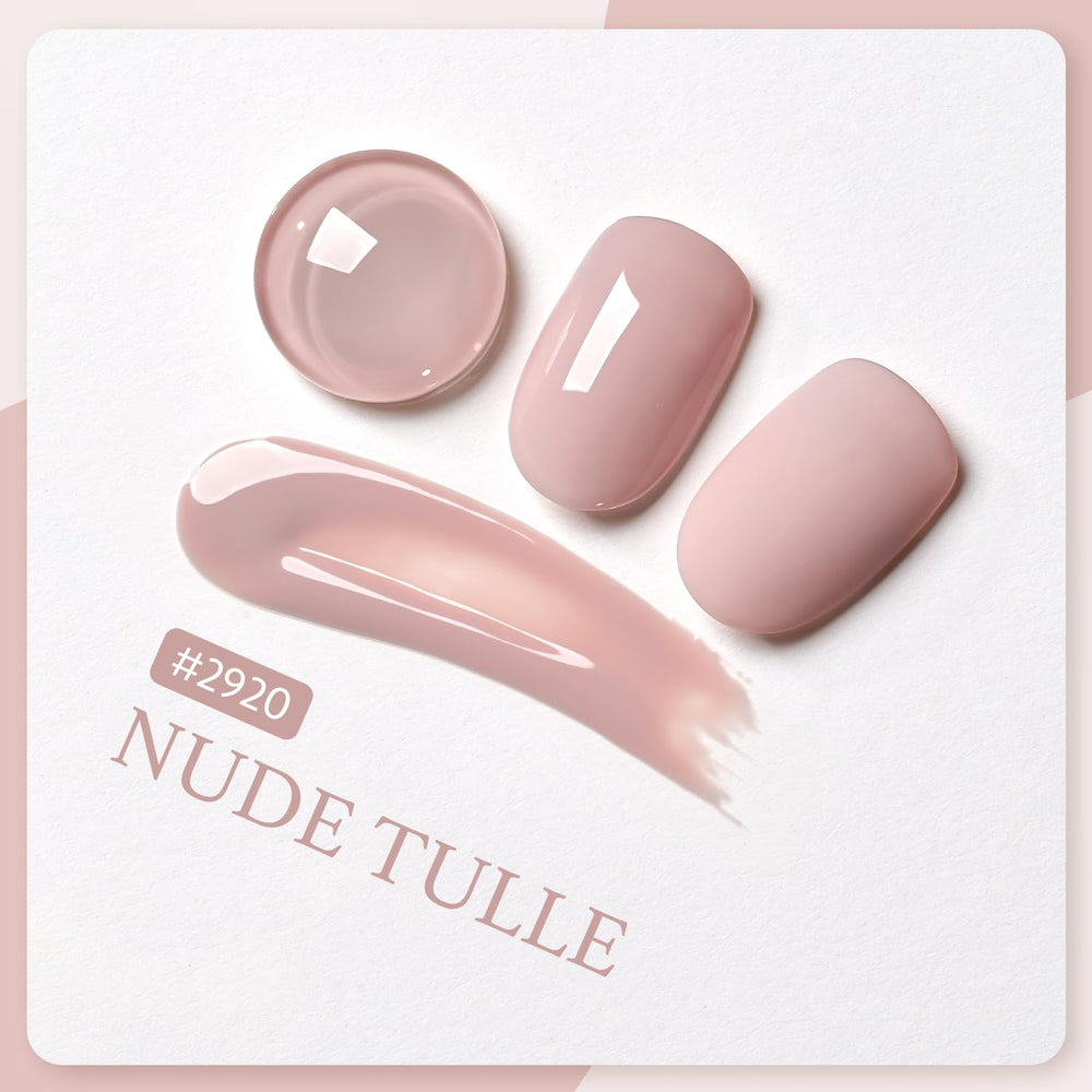 GAOY Nude Jelly Gel swatch in nude 2920 highlighting buildable sheer-to-opaque color