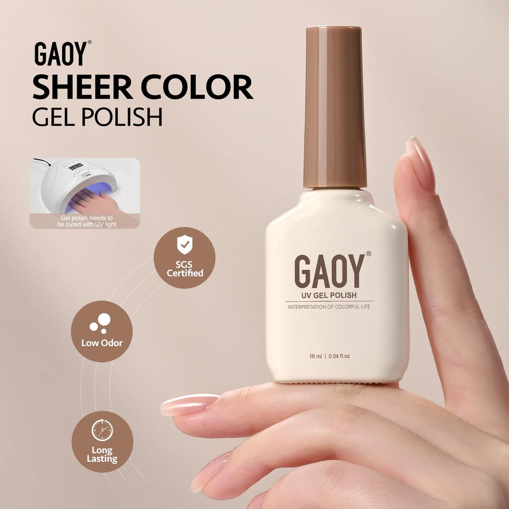 GAOY Nude Jelly Gel Polish top coat finish adds shimmer