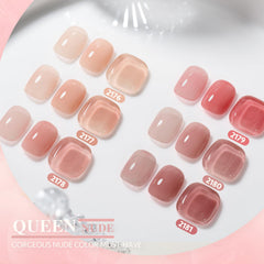 GAOY Nude Jelly Gel Nail Polish Set milky pink shade 02 swatch for smooth at-home application
