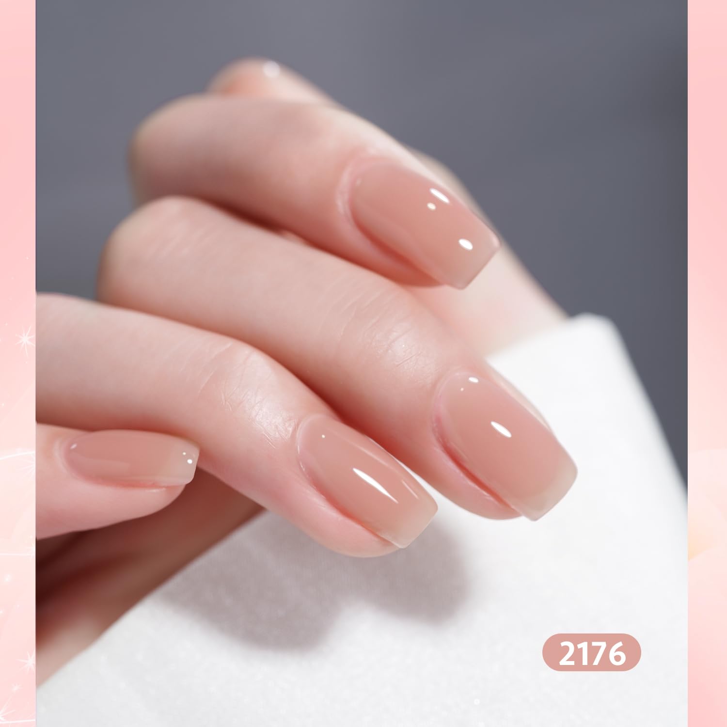 GAOY Nude Jelly Gel Nail Polish Set milky pink shade 04 display shot for salon-like depth at home