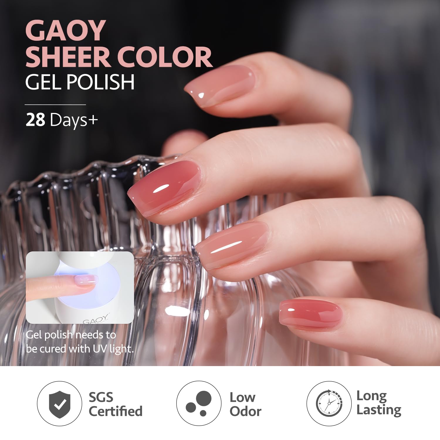 GAOY Nude Jelly Gel Nail Polish Set milky pink shade 05 swatch for durable chip-resistant finish