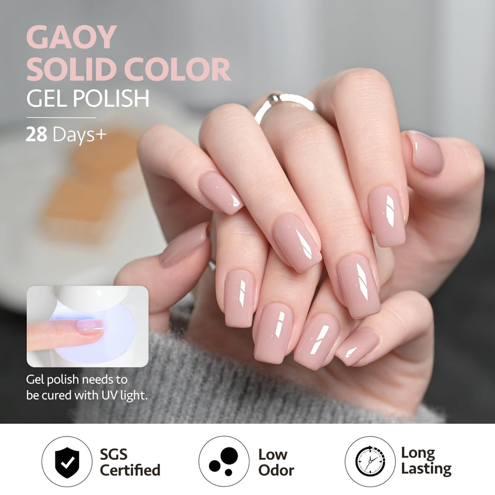 GAOY Nude Jelly Gel top coat finish adds shimmer and protection