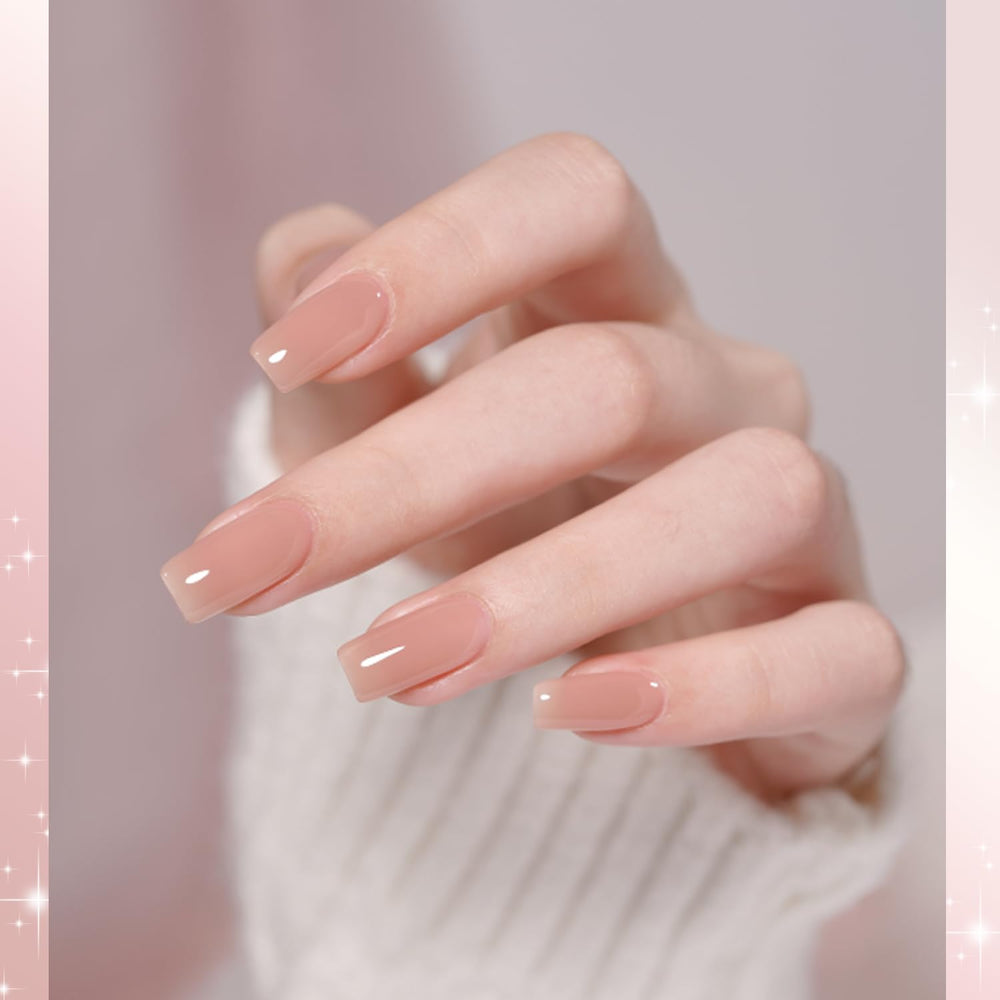 GAOY Nude Jelly Gel Nail Polish texture closeup—jelly transparency creates smooth, glassy nails