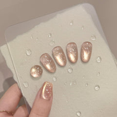 GAOY Nude Pink Bubble Cat Eye Gel Nail Polish 16ml shows nude pink shimmer for elegant cat-eye nails.