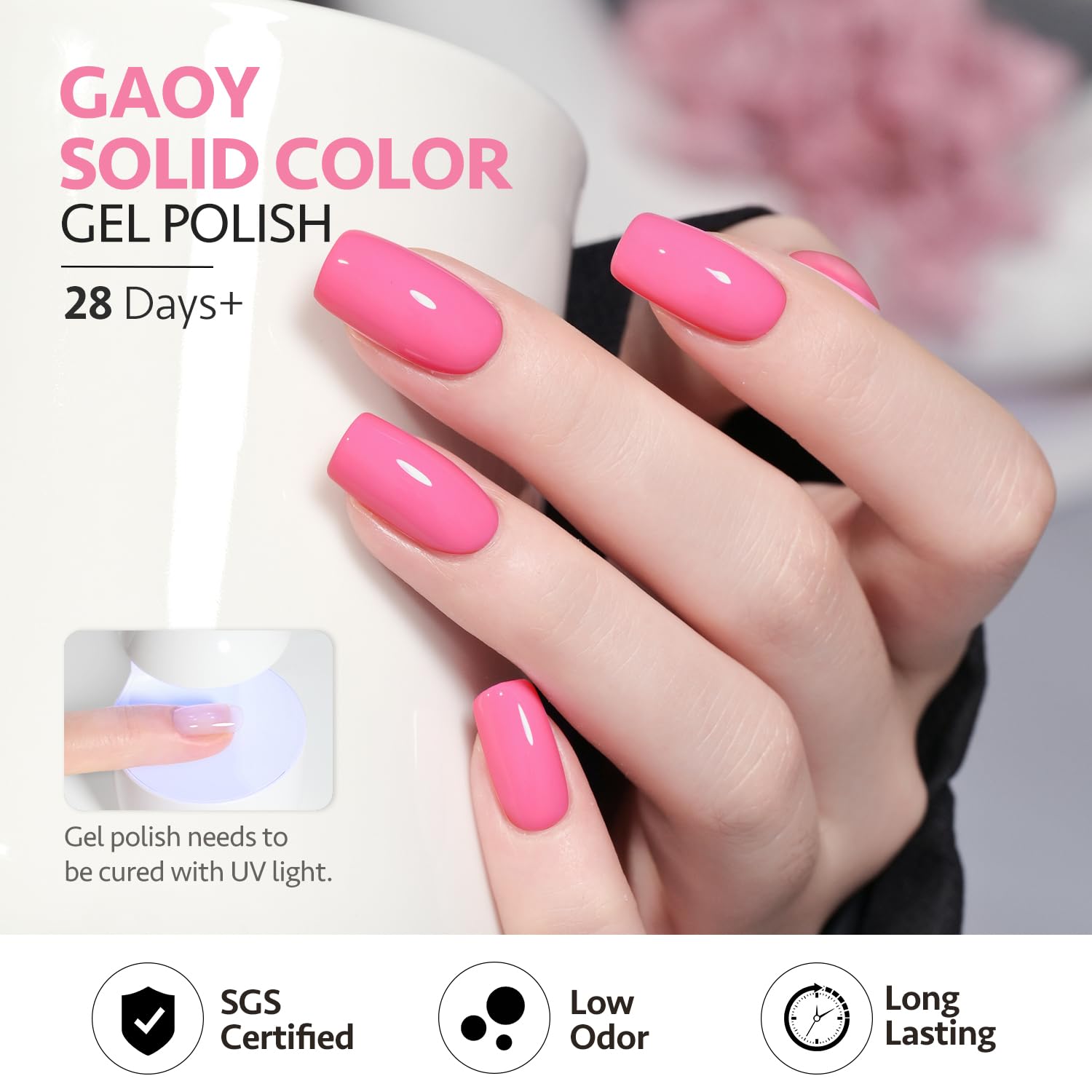 GAOY olor bajo del esmalte gel rosa, opción más agradable para sesiones en casa