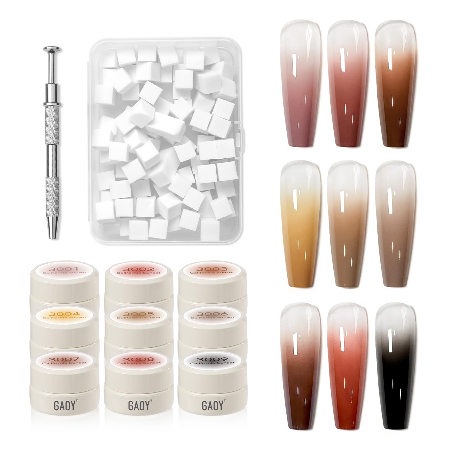 GAOY Ombre Gel Nail Polish Kit palette shows rich color blends for seamless gradients