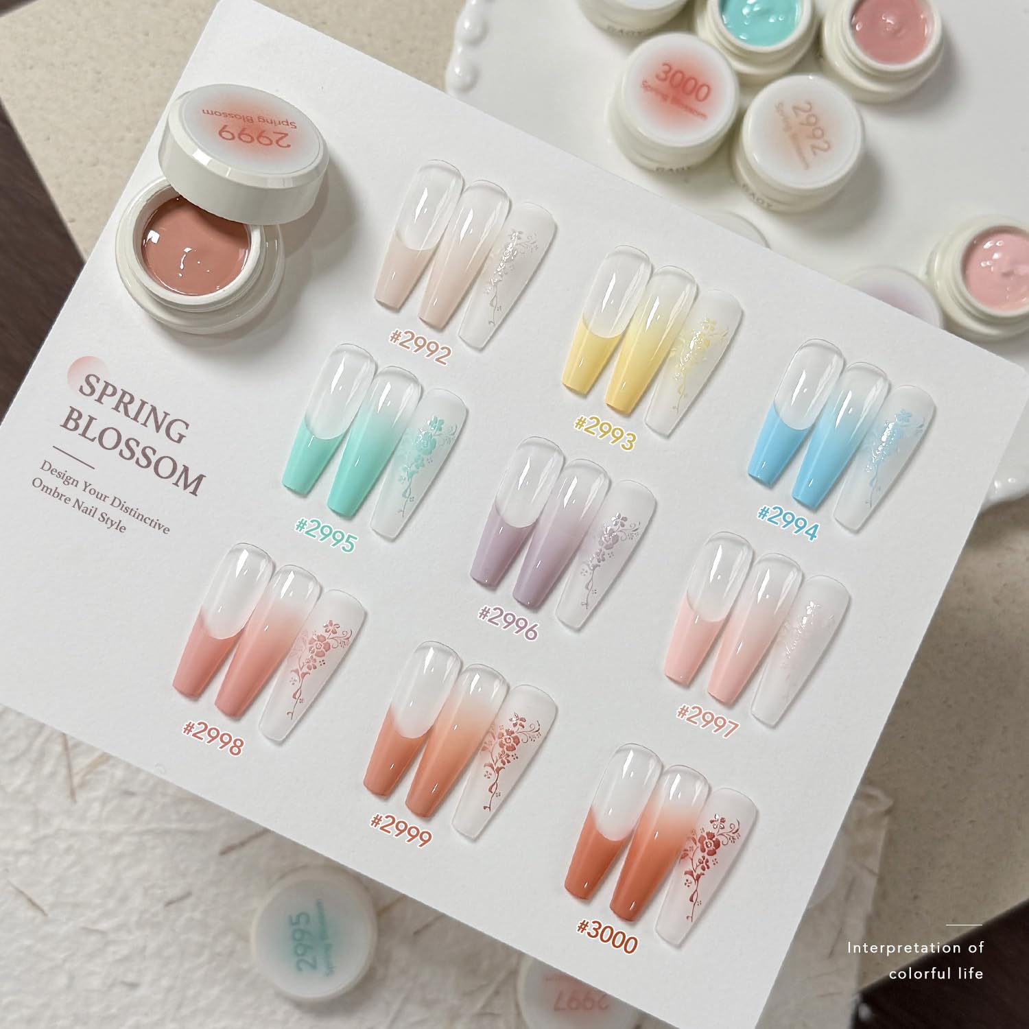 GAOY Gradient aura nail art with nine colors for modern looks.