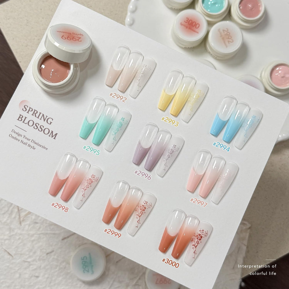 GAOY Gradient aura nail art with nine colors for modern looks.