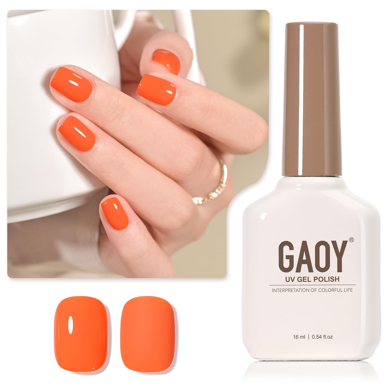GAOY Orange Gel Nail Polish 1460 bottle shows vibrant color for at-home manicures