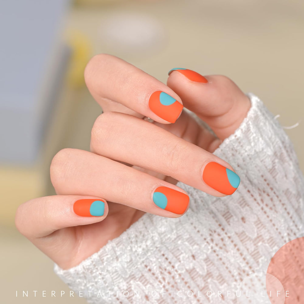 GAOY Orange Gel nails after curing under UV LED show a glossy, durable finish