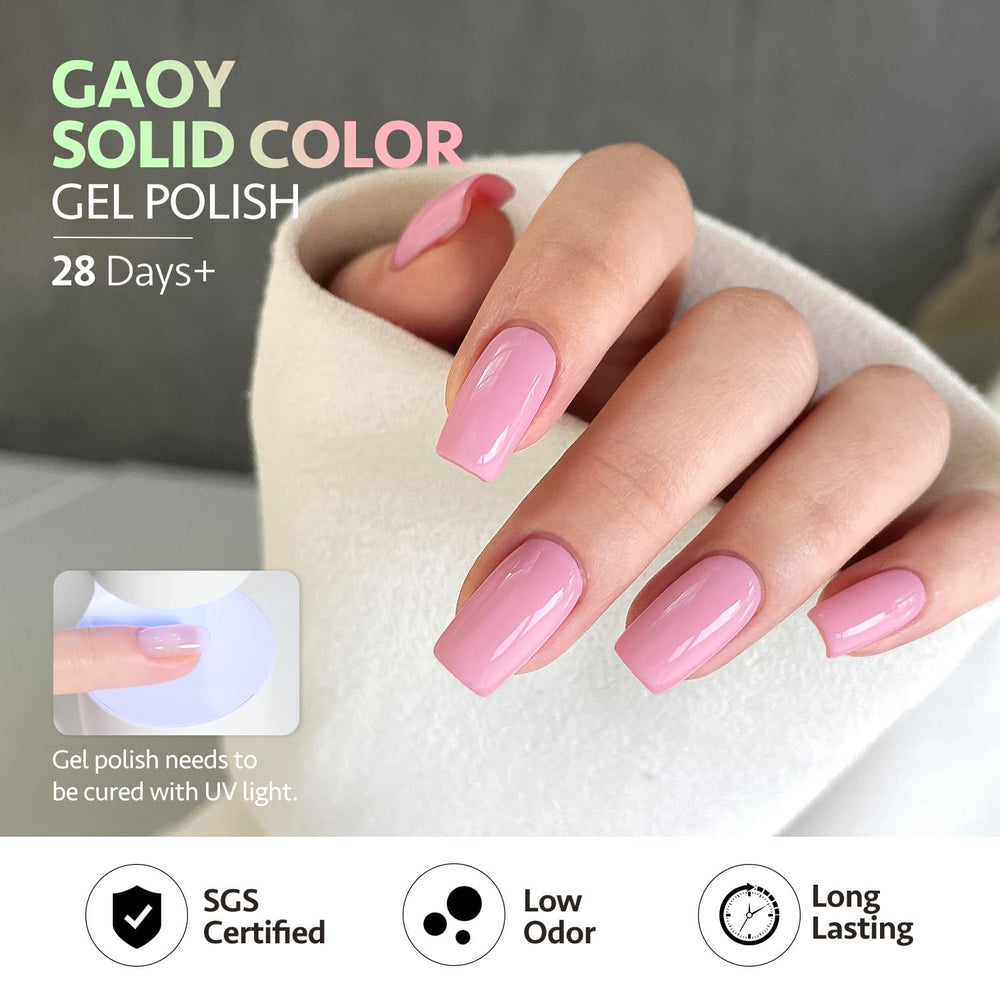 GAOY Pastel gel polish under UV LED cures quickly for fast results