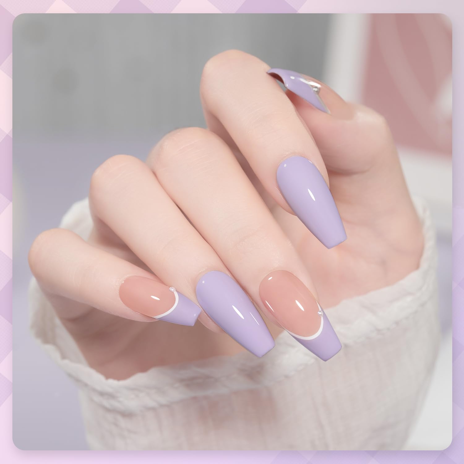 GAOY Pastel Purple UV cure scene demonstrates 60-second dry time for quick sessions.