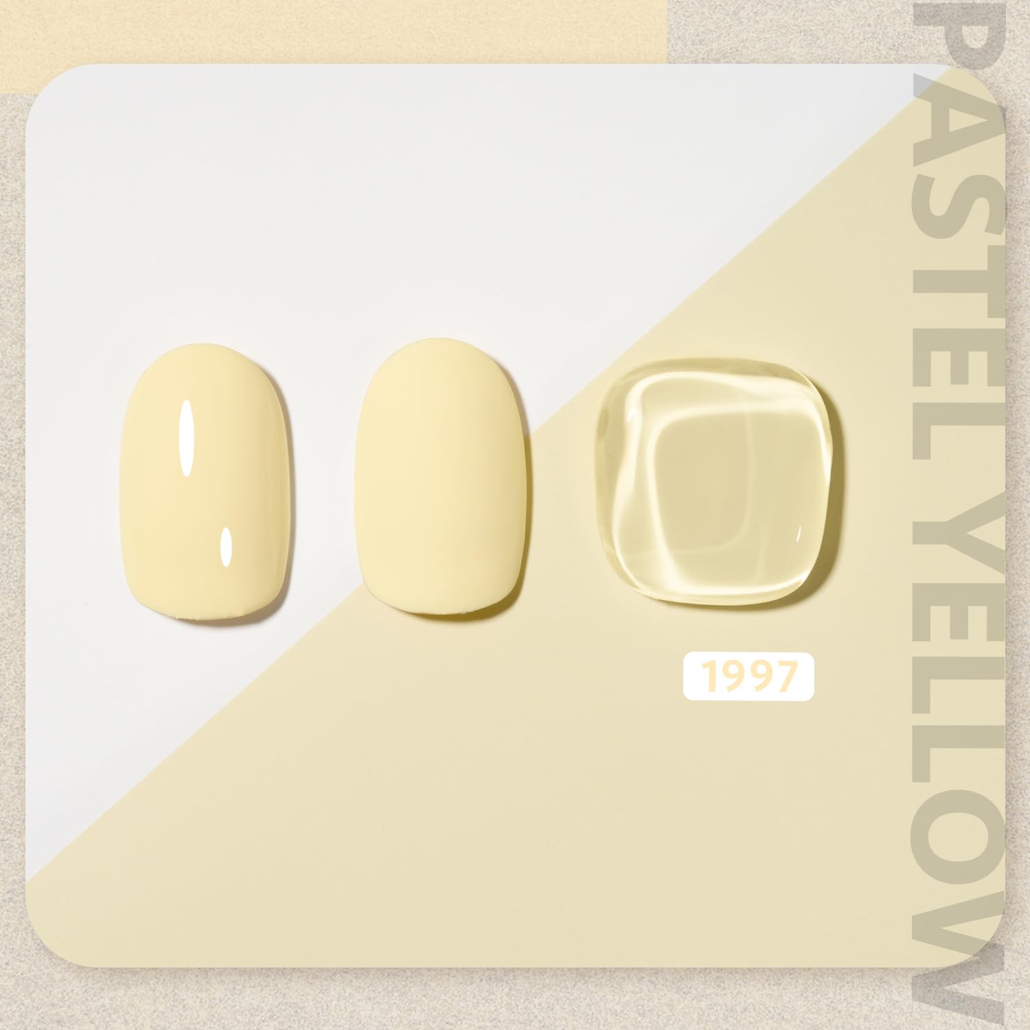 GAOY Pastel Yellow gel nail polish applied in two layers for vibrant coverage.