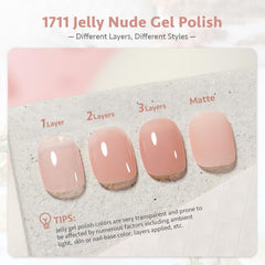 GAOY Peach Oolong swatch highlights translucent peach shade ideal for layered jelly nails.