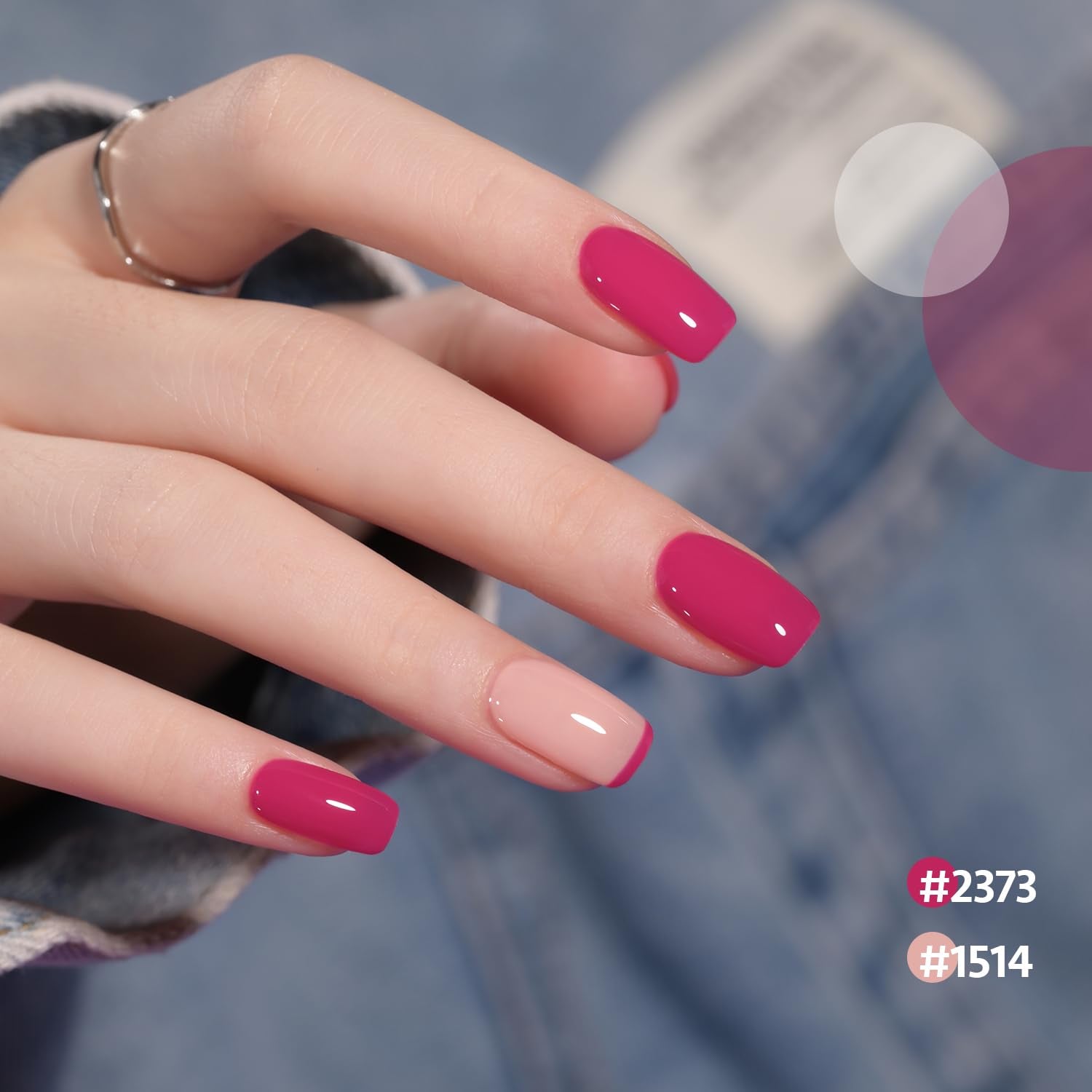 GAOY Pink Gel Nail Polish color swatches in 2373 Flamboyant Pink for reference.