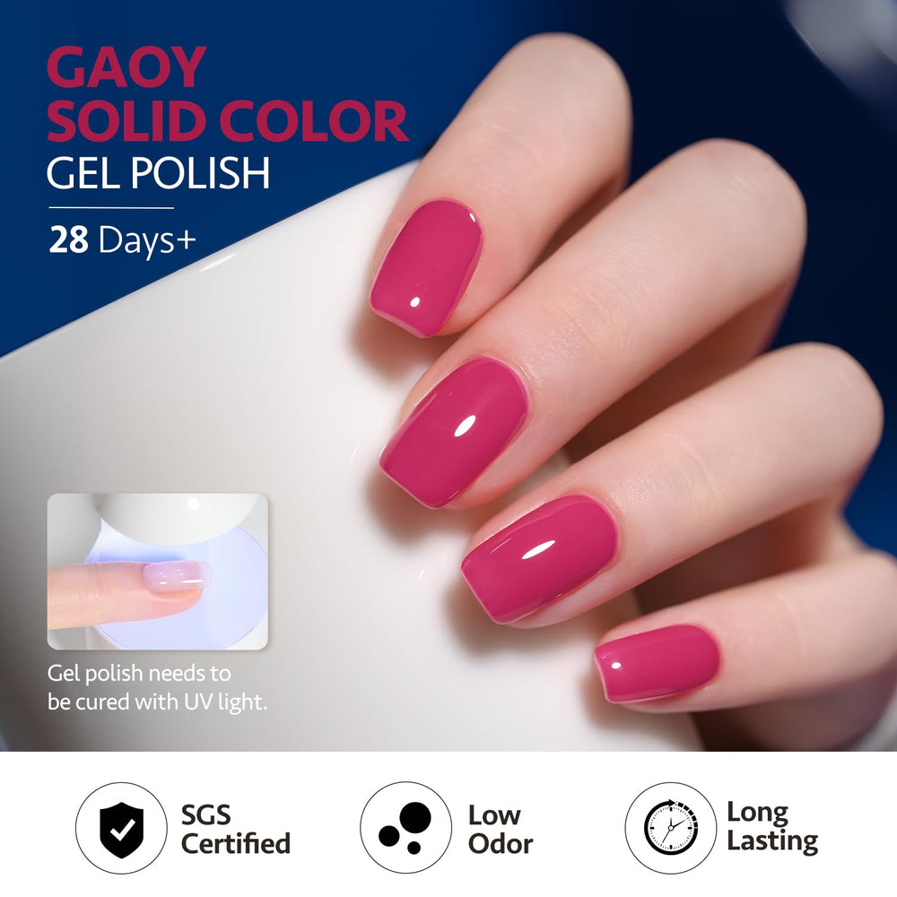 GAOY Pink Gel Nail Polish finished manicure under soft lighting.