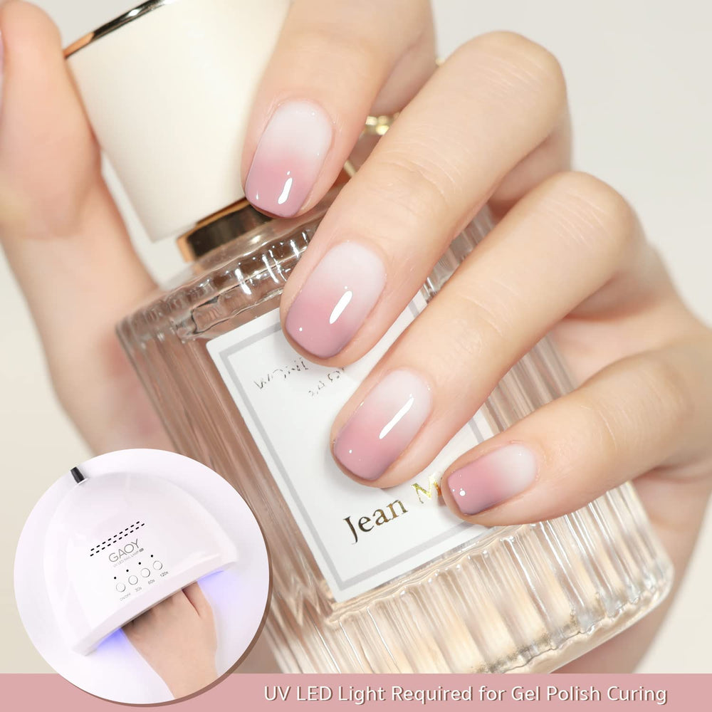 GAOY Pink Nude Gel Nail Polish Set milky-white texture close-up for smooth application