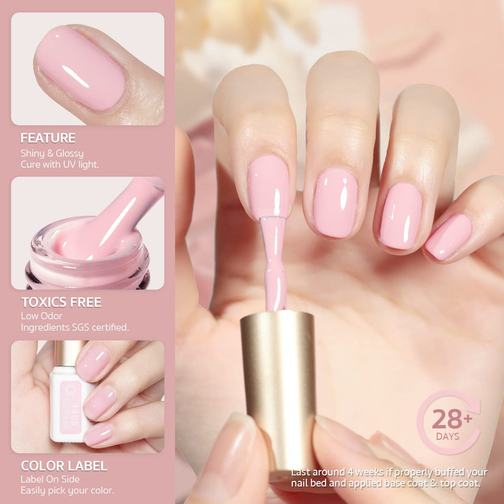 GAOY Pink Nude Gel Nail Polish Set packaging reveals six-color assortment