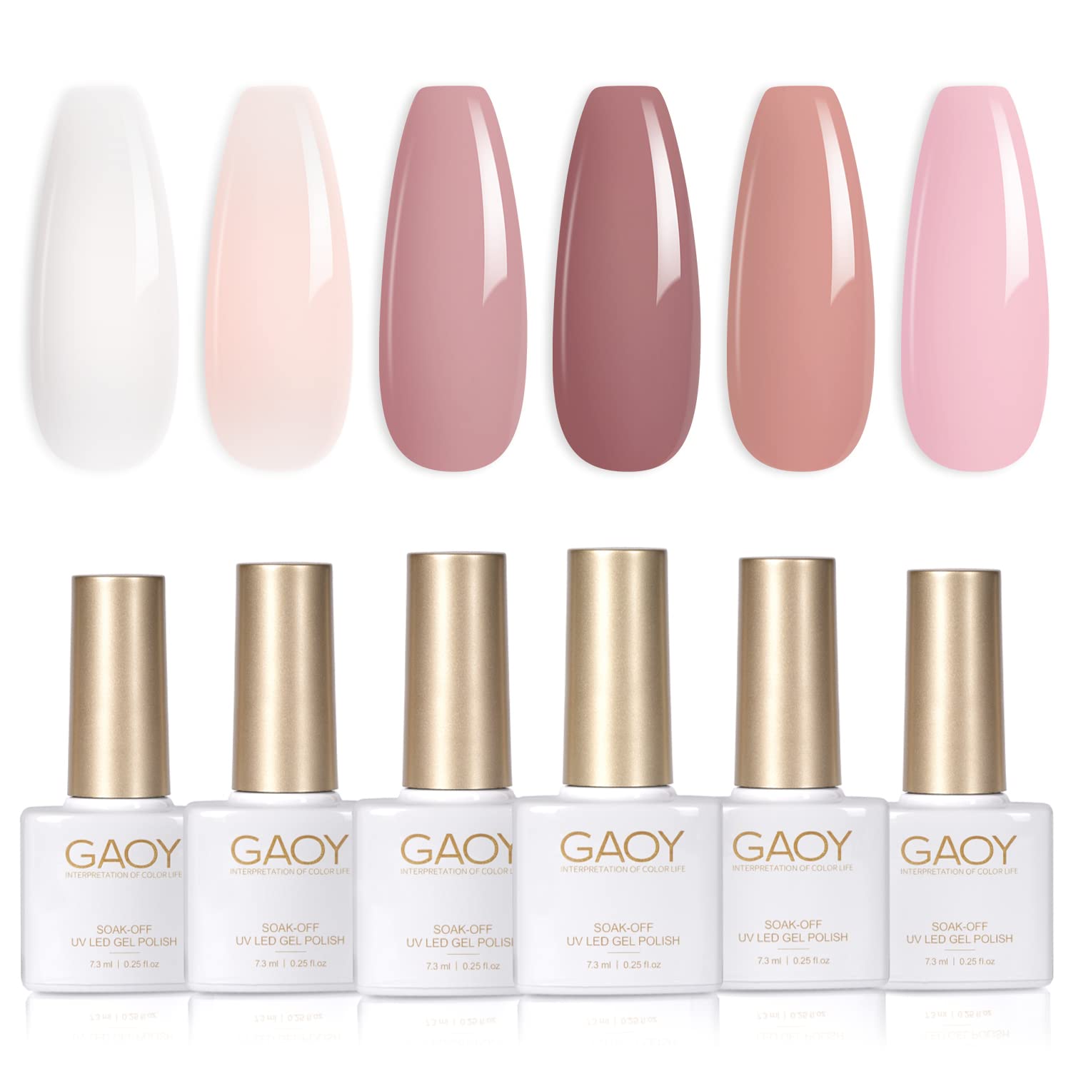 GAOY Pink Nude Gel Nail Polish Set swatches show neutral tones for versatile nail art