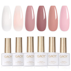 GAOY Pink Nude Gel Nail Polish Set swatches show neutral tones for versatile nail art