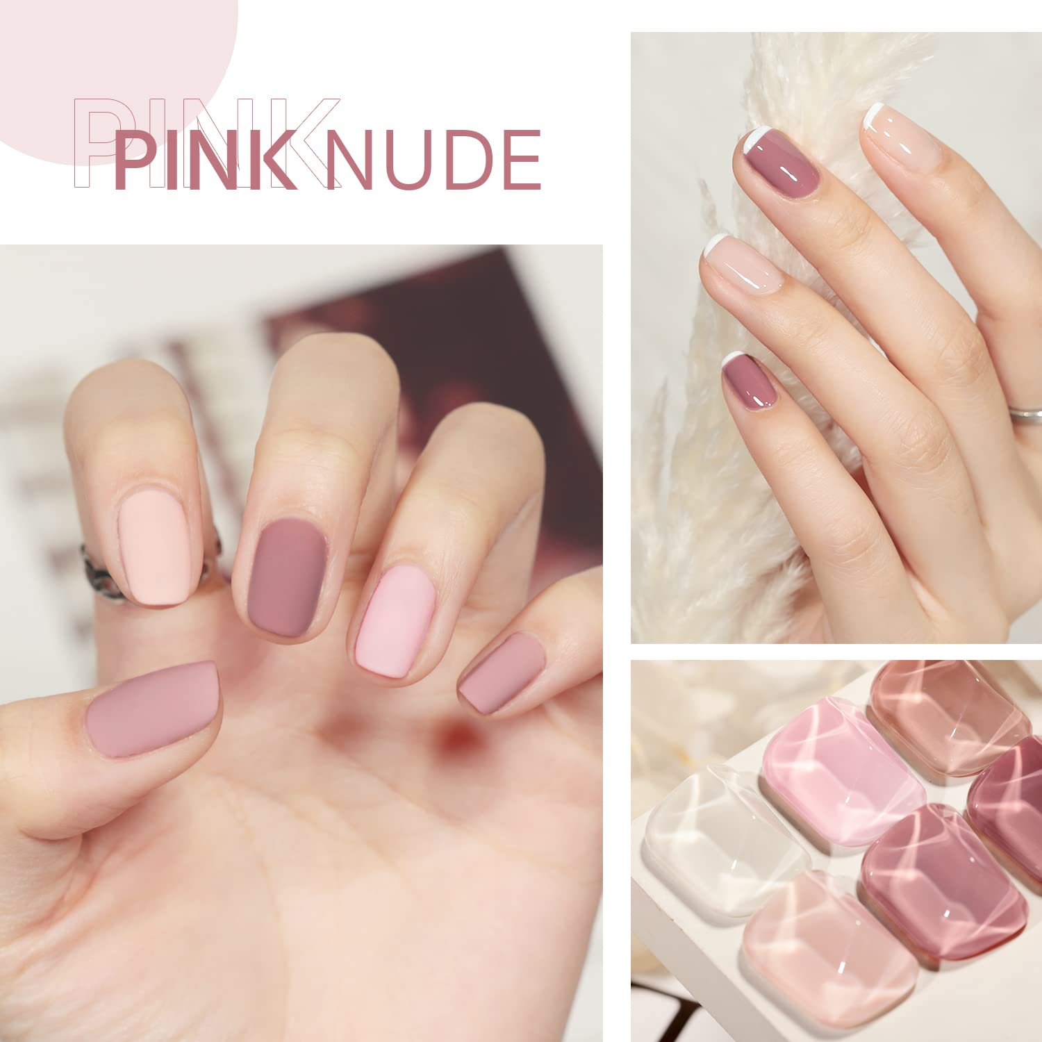 GAOY Pink Nude Gel Nail Polish Set UV curing shot demonstrates quick 60-second hardening
