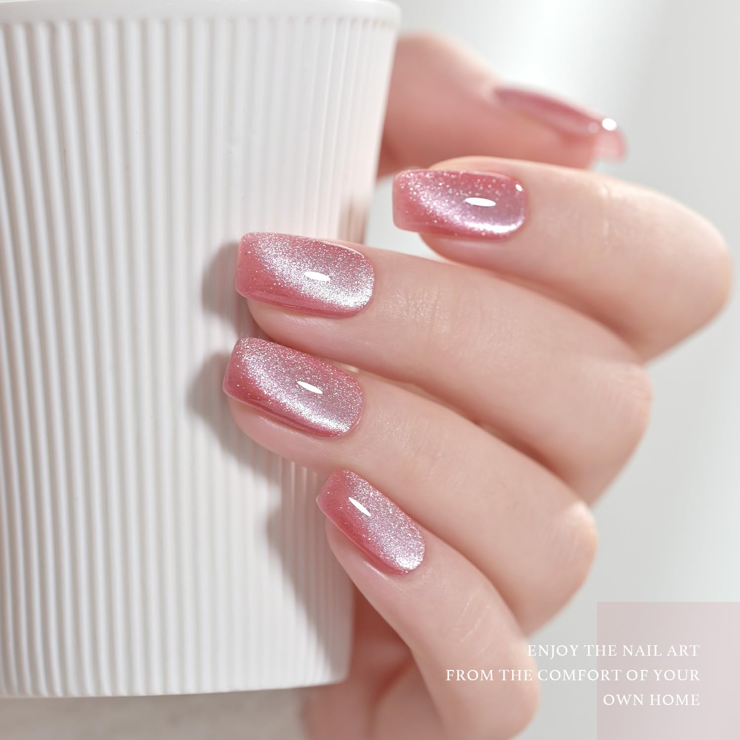 GAOY Pink Ocean gel-nail-polish-1 shows shimmering color swatch for DIY manicures.