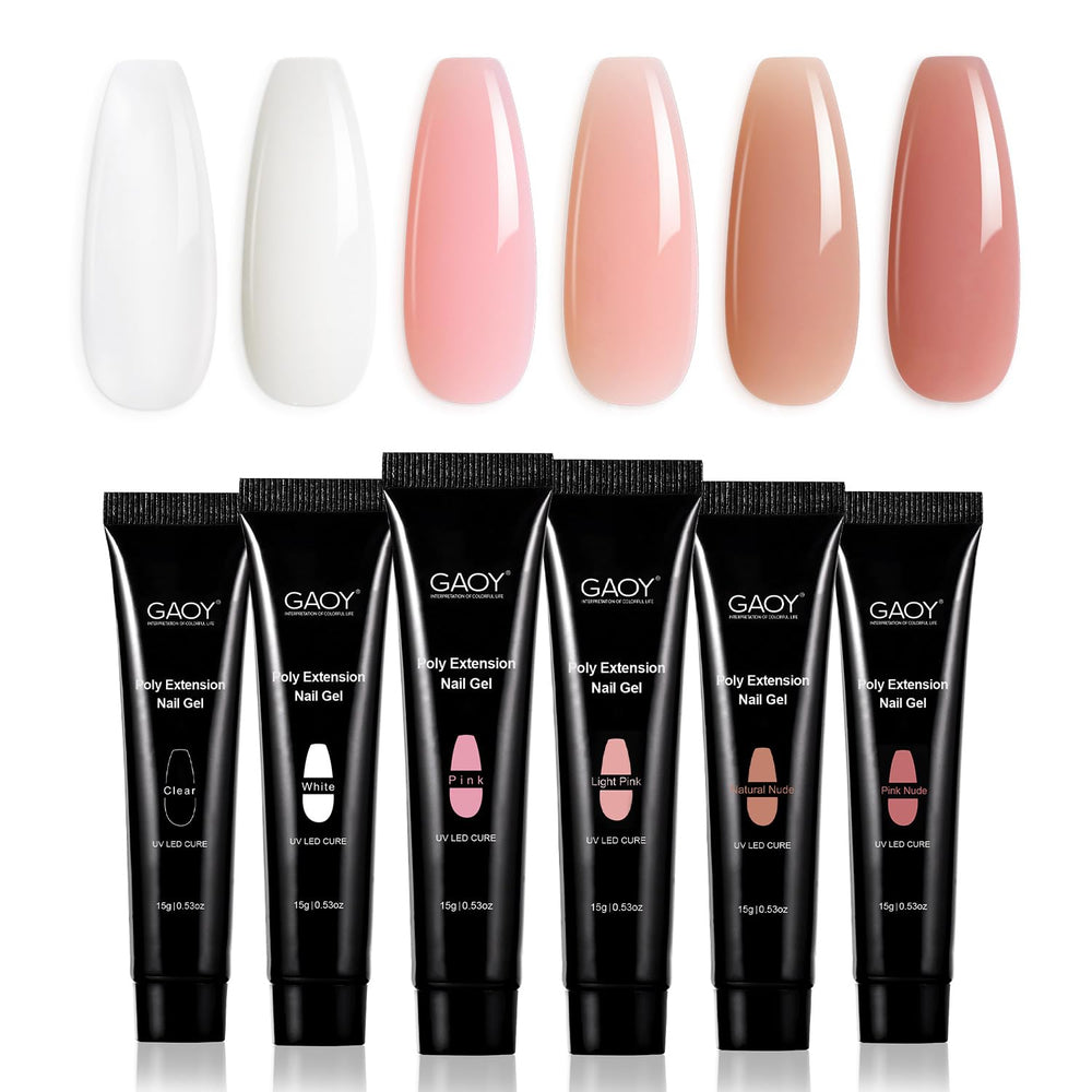 GAOY Poly Gel Set offers six nude-pink shades for long-lasting at-home manicures.