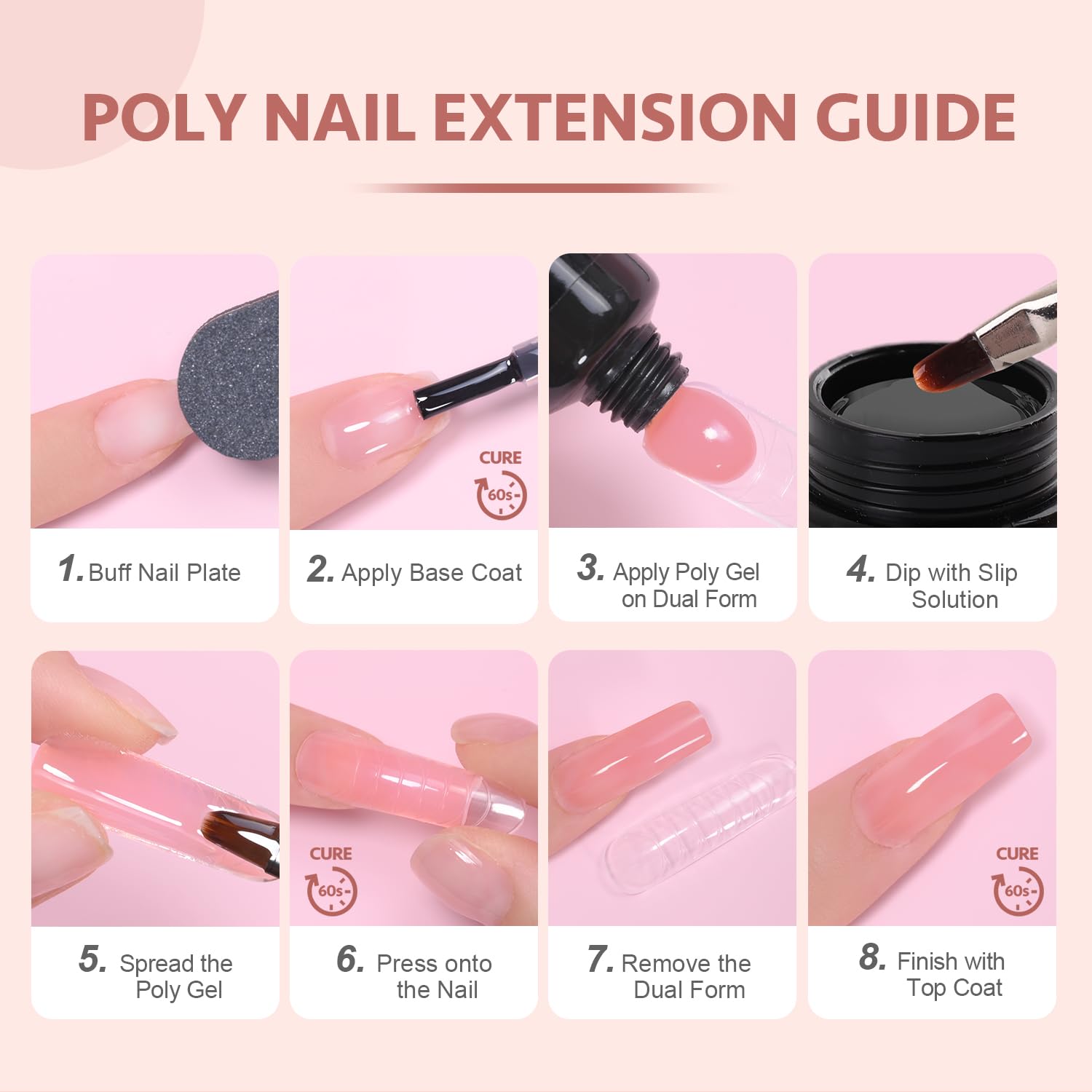 GAOY Poly Gel Set packaging shows 6 color tubes packed for home DIY nail art.