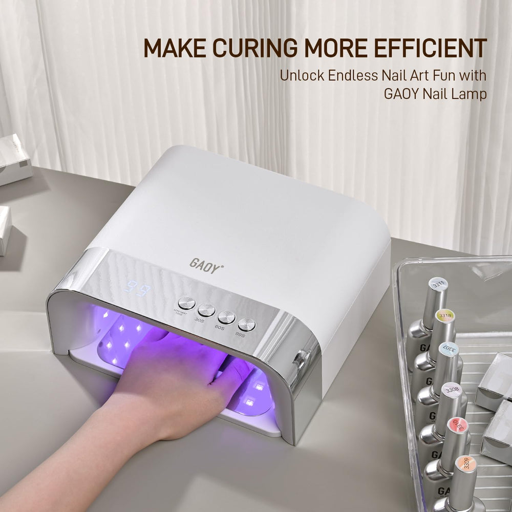 GAOY UV nail lamp in-use manicure demonstrates home salon convenience.