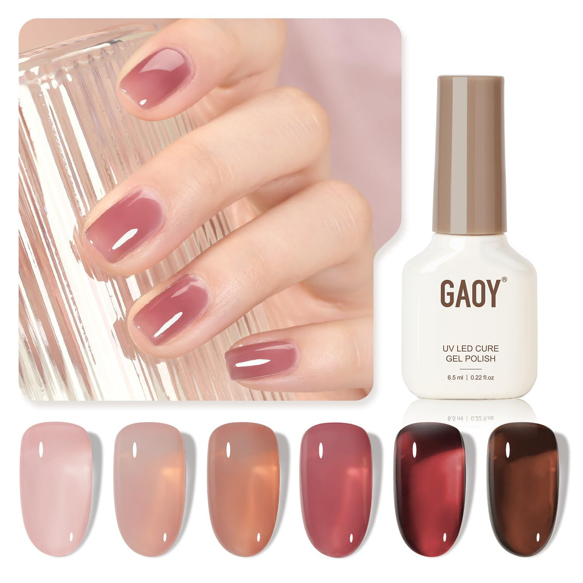 GAOY Rose Garden Jelly Gel bottle close-up with glossy finish for salon-style nails.