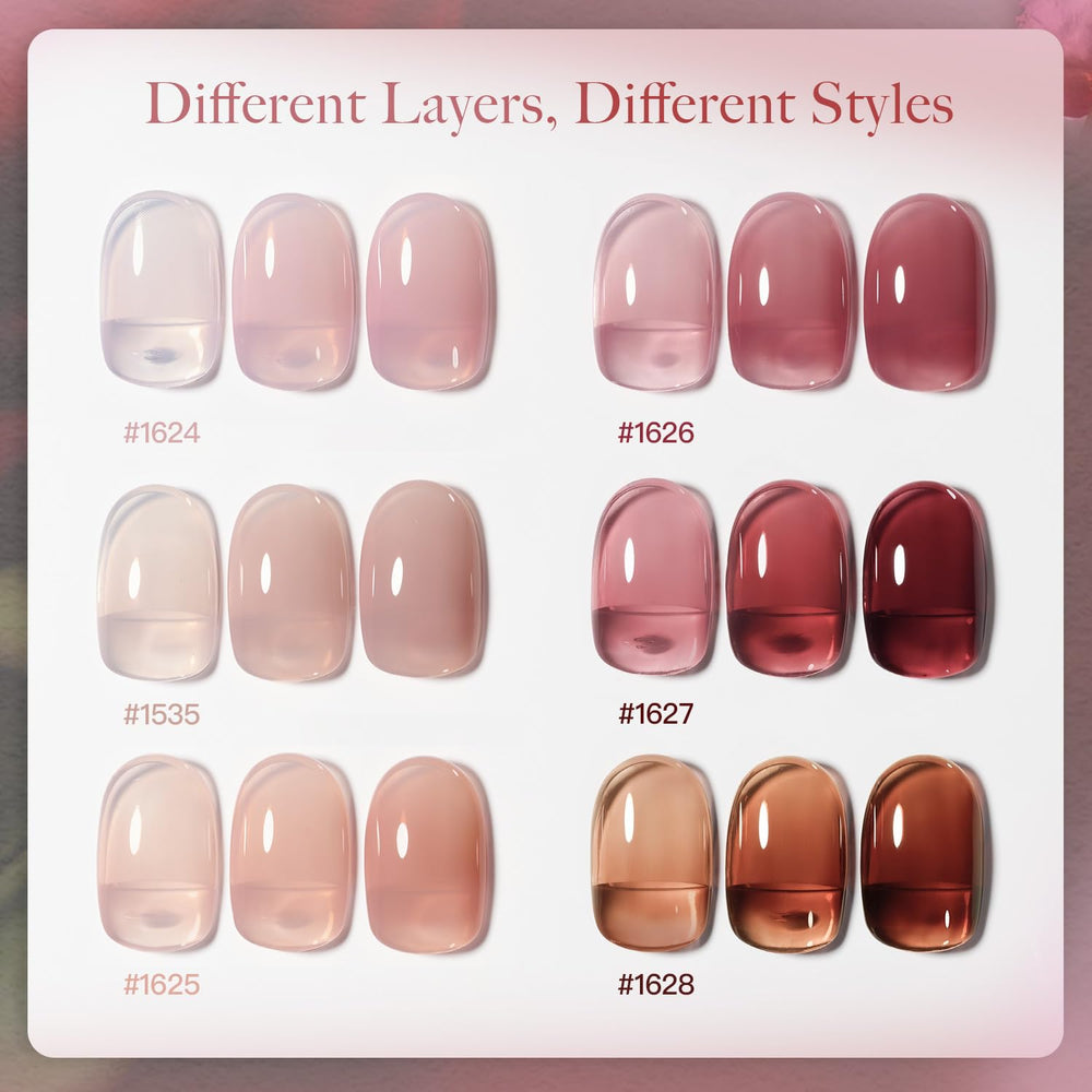 GAOY Rose Garden Jelly Gel sheer color swatch demonstrating buildable opacity.
