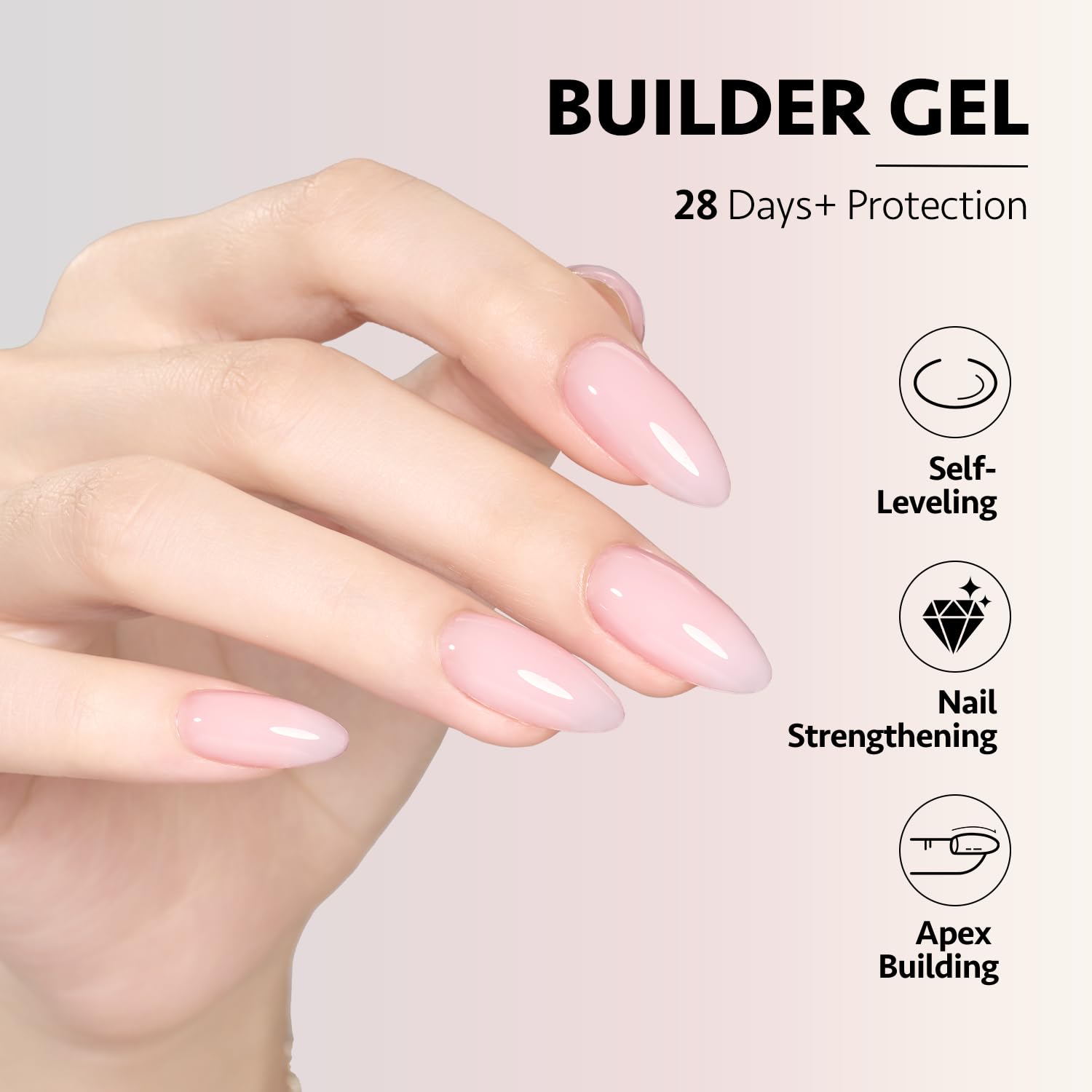 GAOY sheer jelly nail art closeup shows natural length with strong adherence