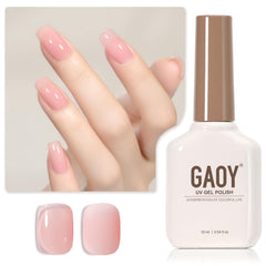 GAOY Sheer Pink Nude gel polish bottle close-up for long-lasting at-home manicure.