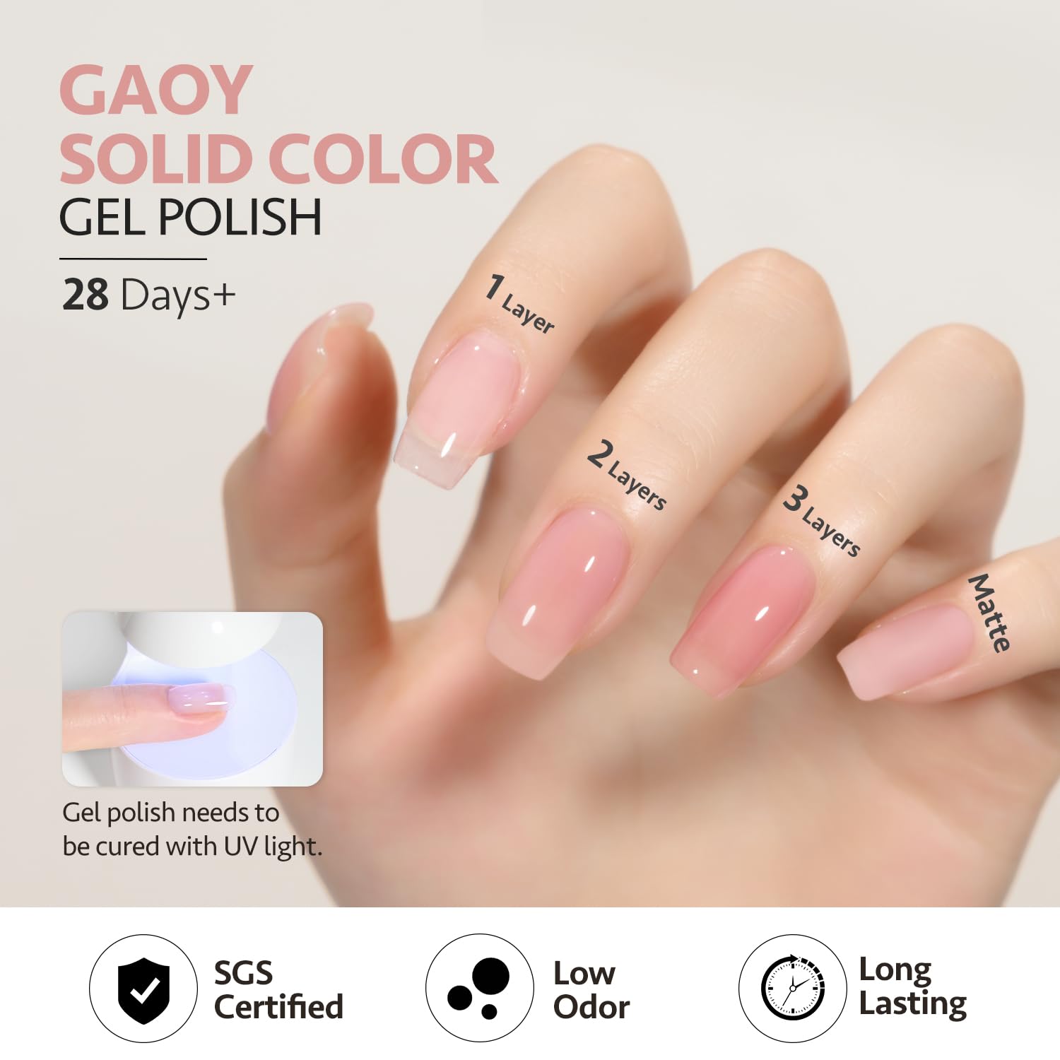 GAOY manicure-ready setup with base and top coats for durable wear.