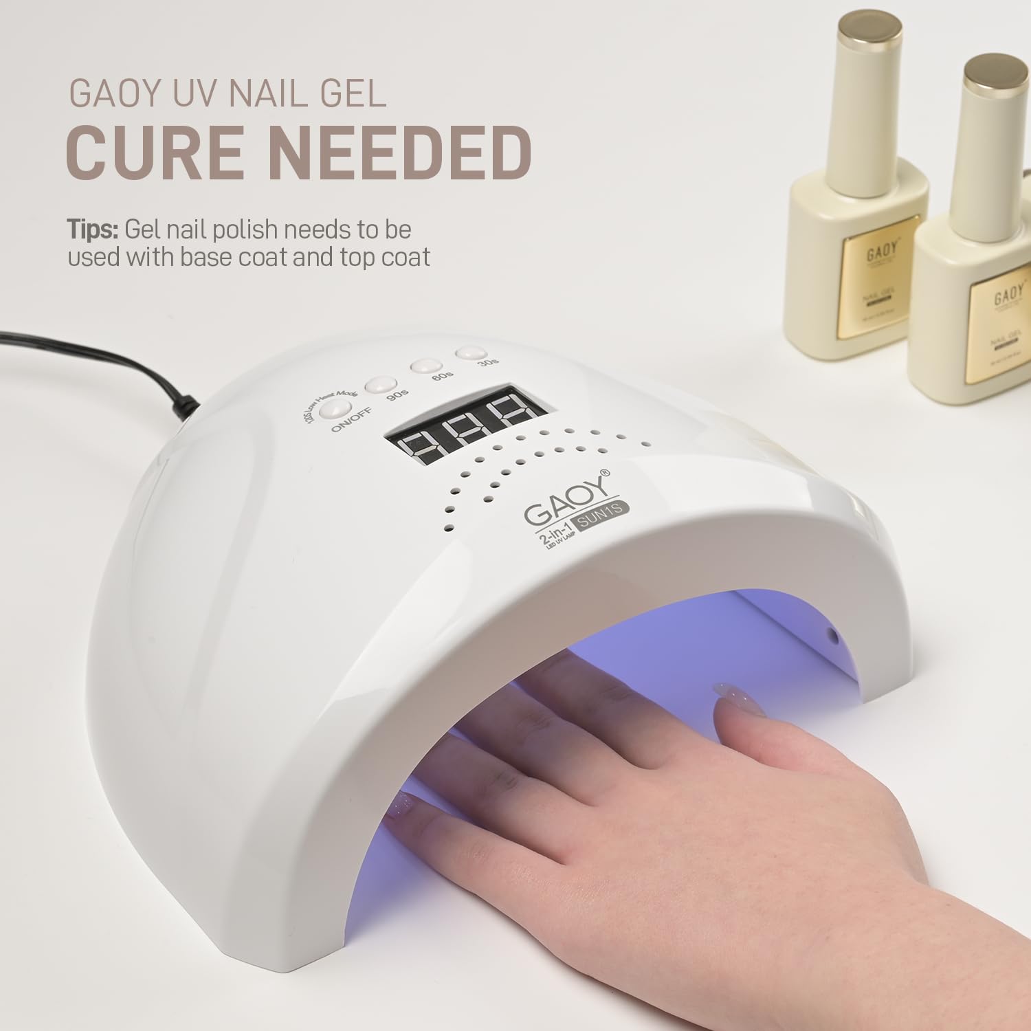 GAOY 16ml golden bottle emphasizes generous volume for long-lasting home manicures.