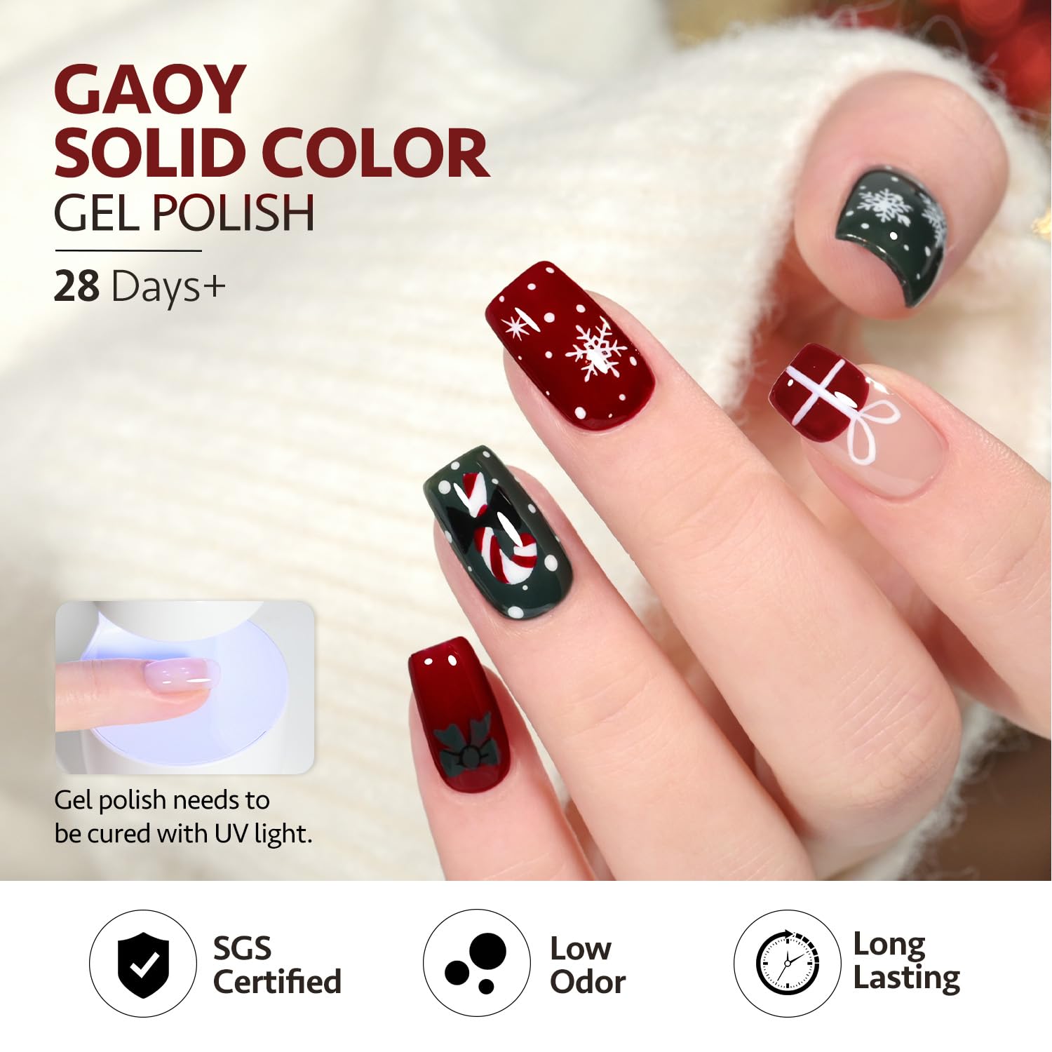 GAOY six-color gel nail kit displays a versatile DIY color palette for nails.