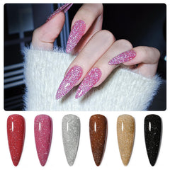 GAOY six-color swatches display vibrant shimmer for DIY nail art.