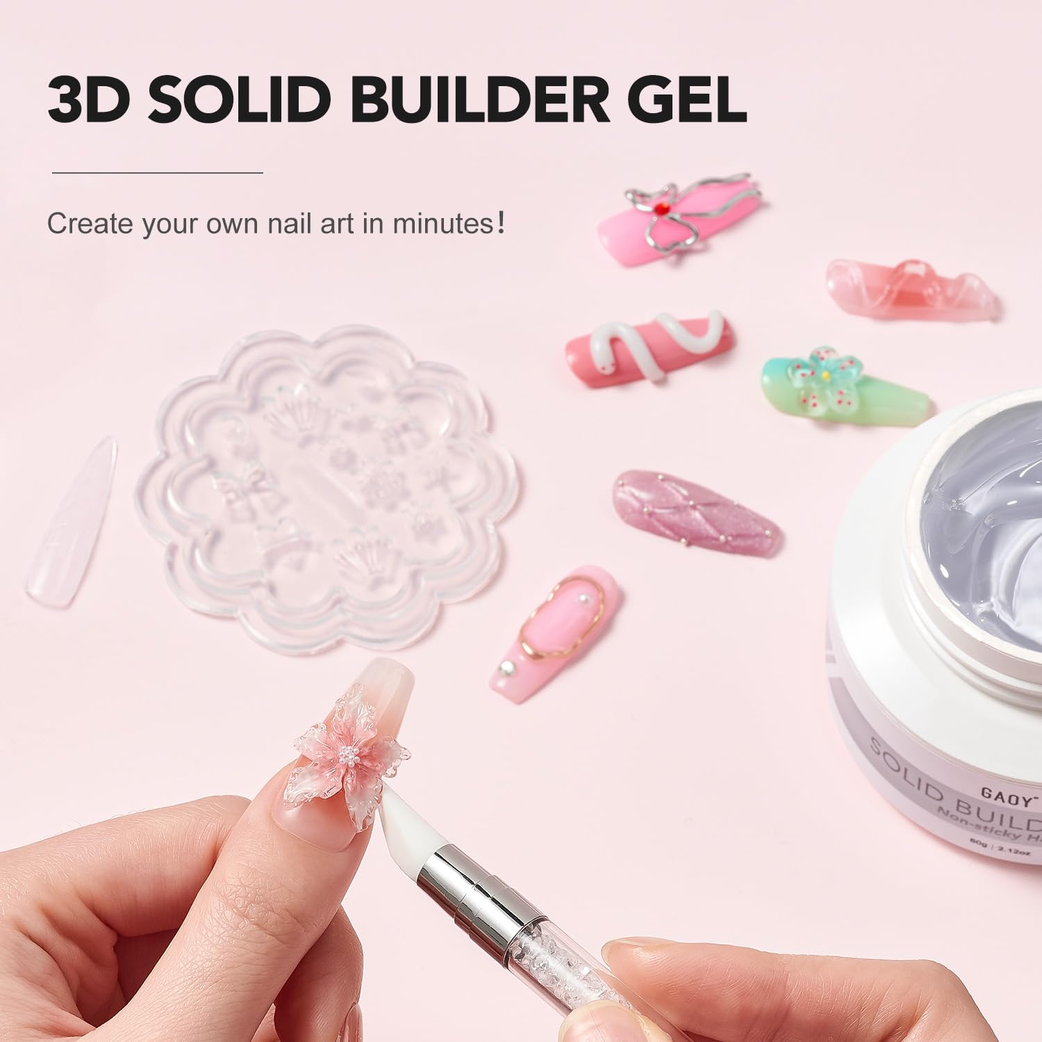 GAOY builder gel with dual forms demonstrates quick nail extension steps